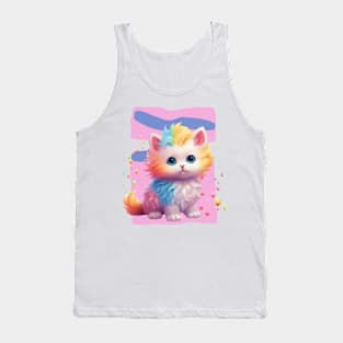 Colorful cute cat, kid design Tank Top